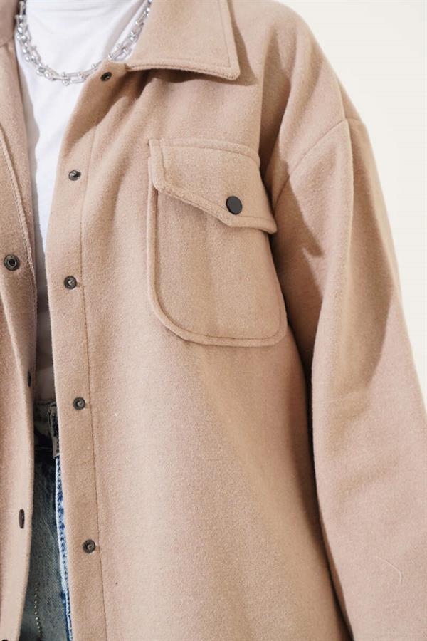 Double Pocket Cashmere Shirt Beige