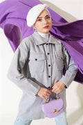 Double Pocket Cashmere Shirt Gray