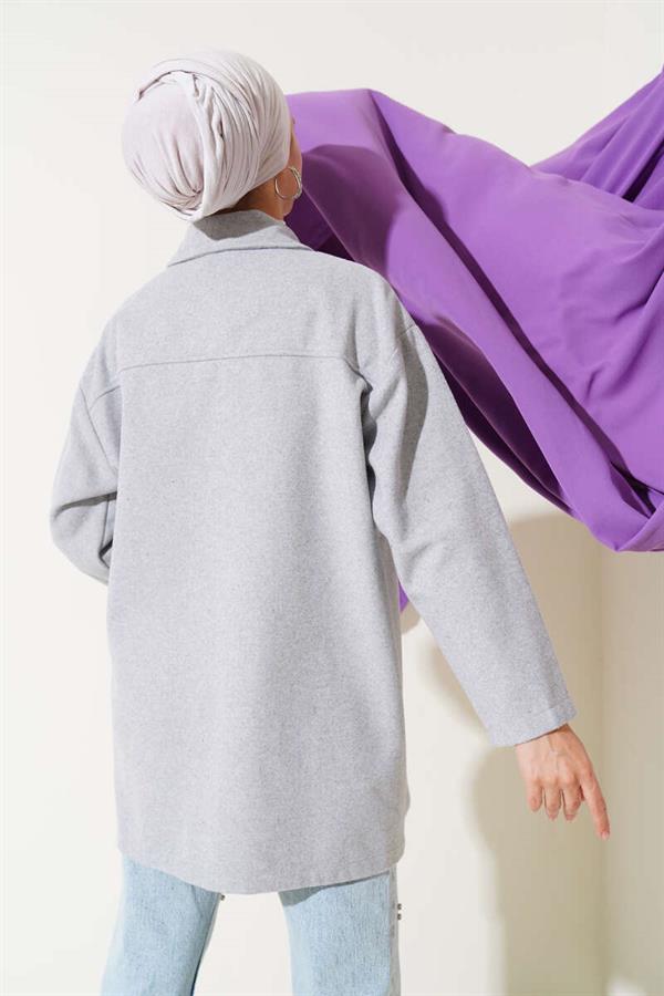Double Pocket Cashmere Shirt Gray