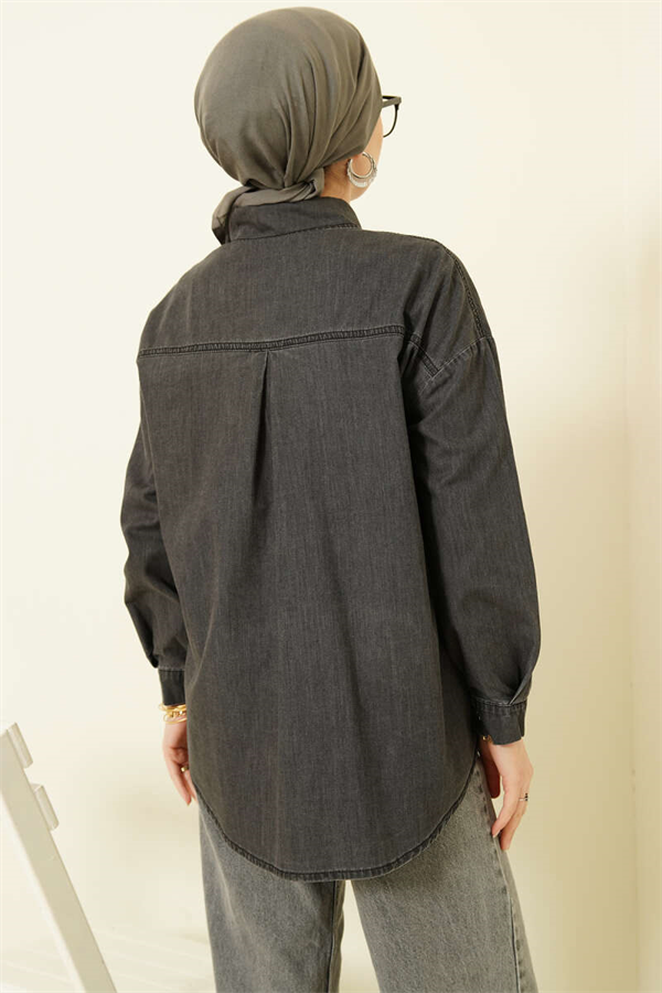 Anthracite Double Pocket Metal Button Shirt