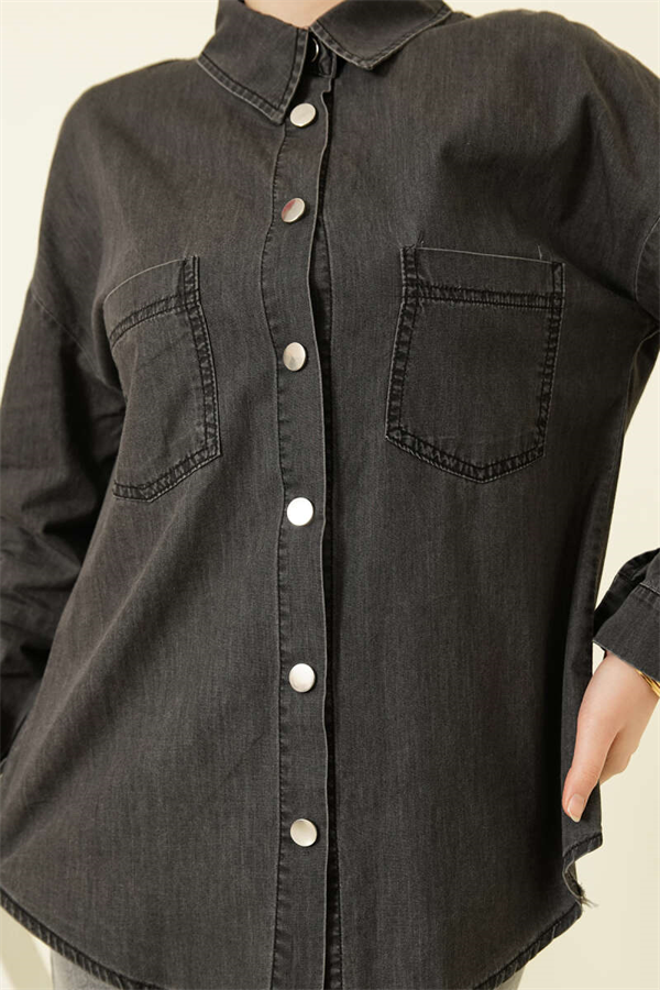 Anthracite Double Pocket Metal Button Shirt