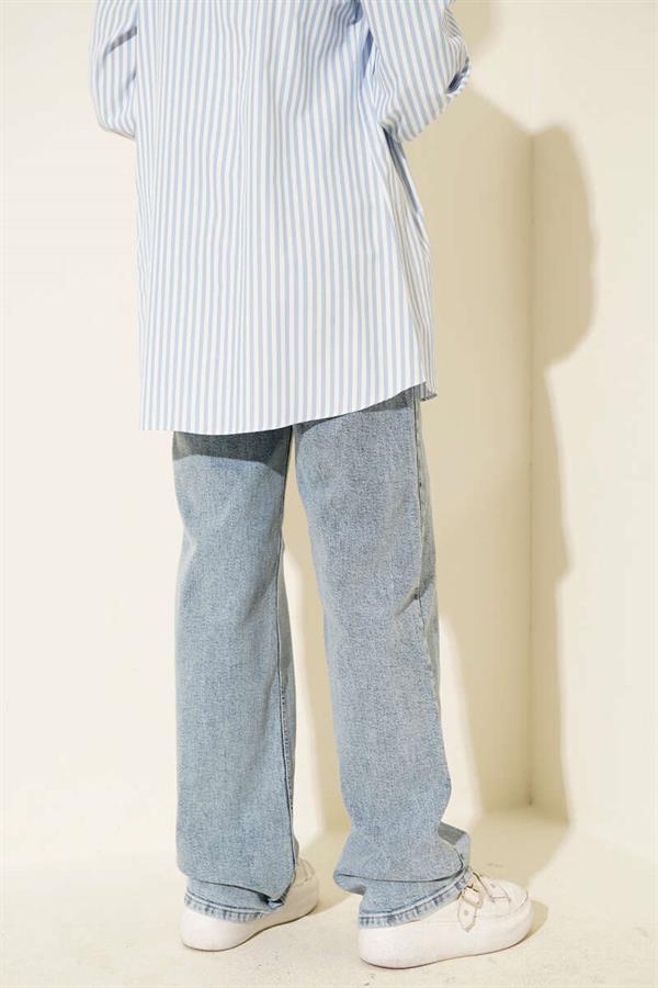 Double Pocket Palazzo Jeans Light Snow