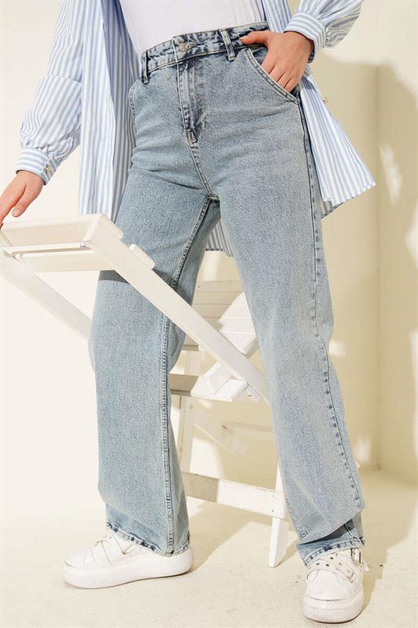 Double Pocket Palazzo Jeans Light Snow
