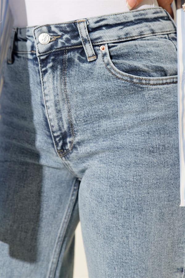 Double Pocket Palazzo Jeans Light Snow