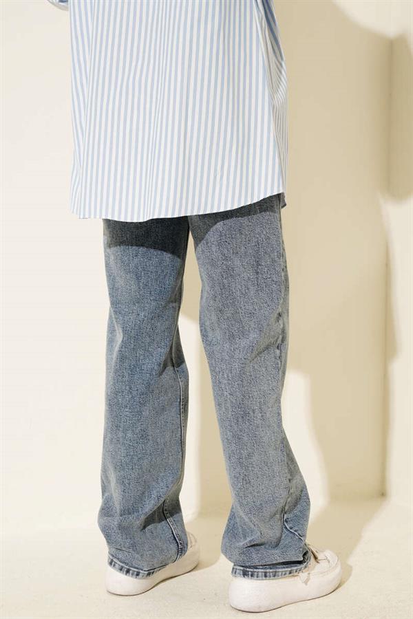 Double Pocket Palazzo Jeans Snow Dark