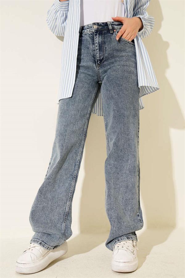 Double Pocket Palazzo Jeans Snow Dark