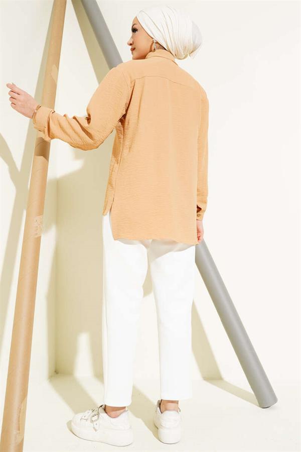 Double Pocket Wooden Buttoned Shirt Biscuit