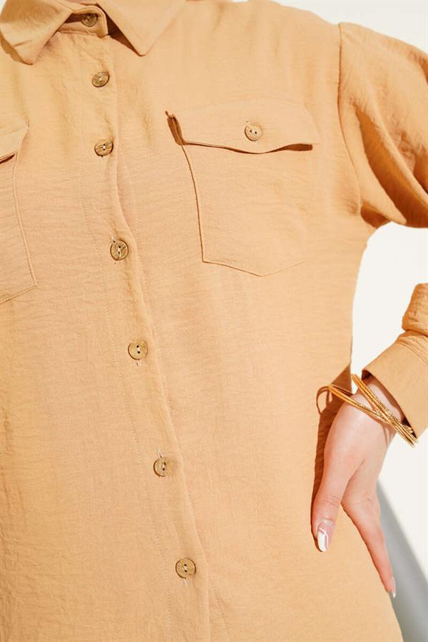 Double Pocket Wooden Buttoned Shirt Biscuit