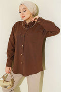 Double Pocket Terrycotton Shirt, Brown
