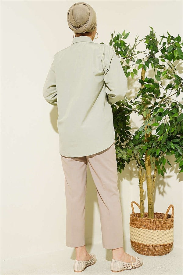 Double Pocket Terikoton Shirt Mint