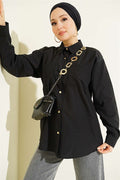 Double Pocket Terrycotton Shirt Black