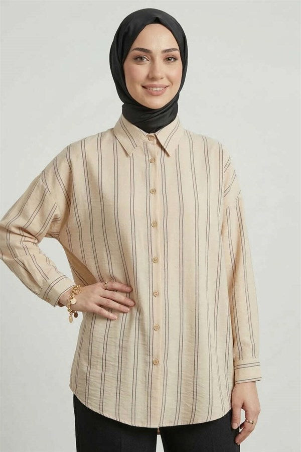 Double Striped Shirt Beige