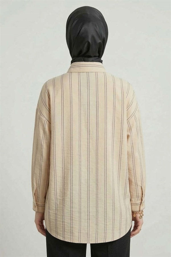 Double Striped Shirt Beige