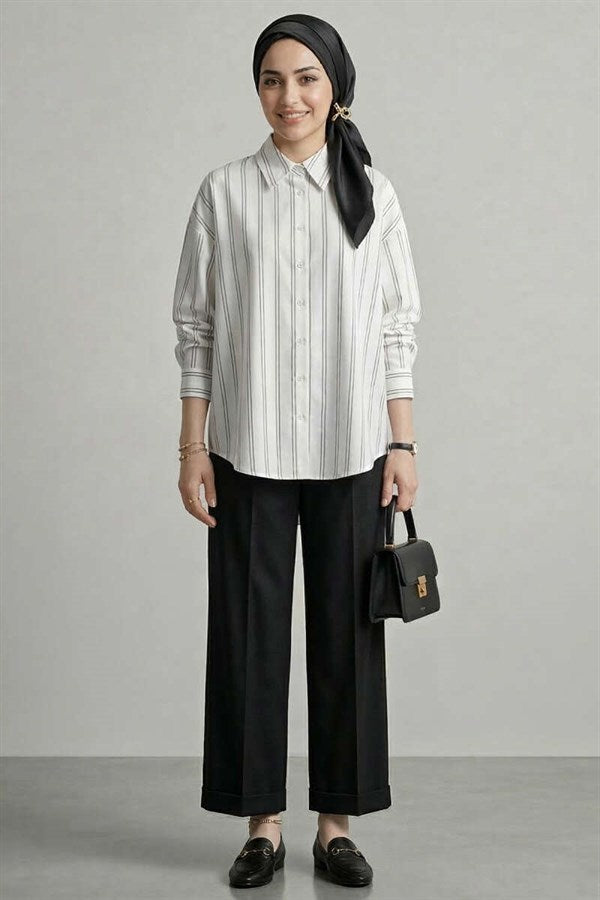 Double Striped Shirt White