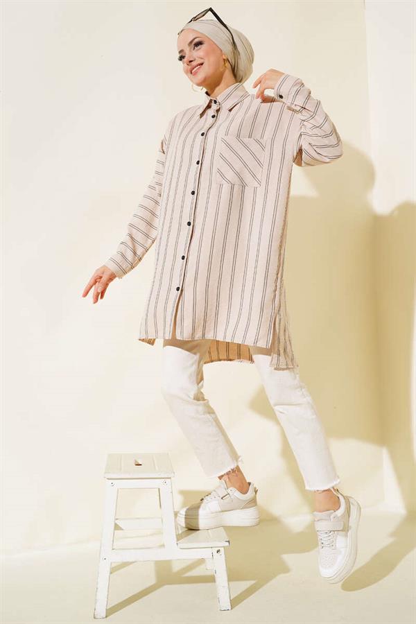 Double Striped Tunic Beige