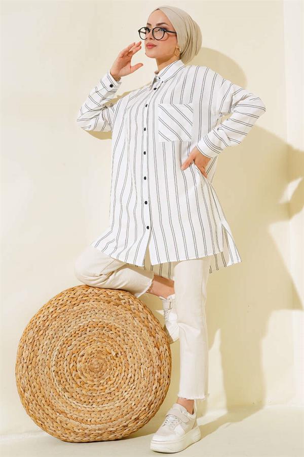 Double Striped Tunic White