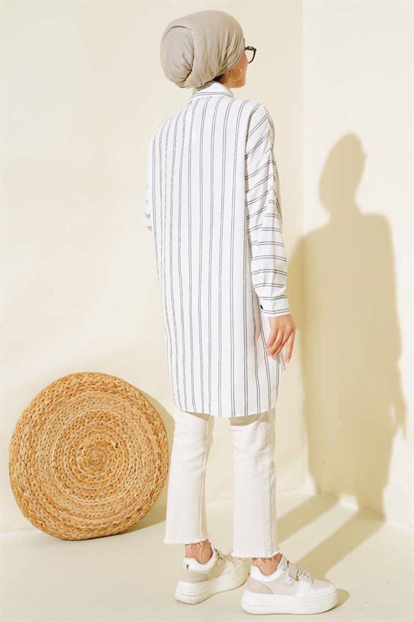 Double Striped Tunic White