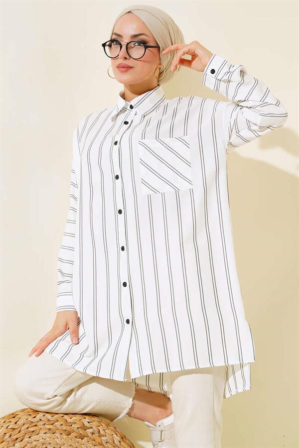 Double Striped Tunic White