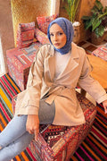 Double Buttoned Lined Short Trench Coat Stone