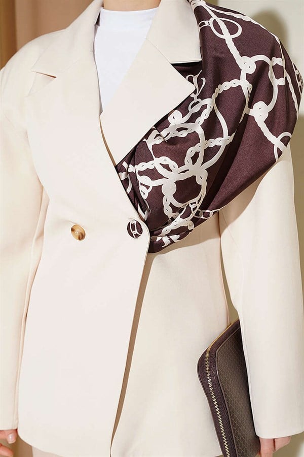 Double-Button Basic Blazer Jacket, Beige
