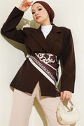Double-Button Basic Blazer Jacket, Brown