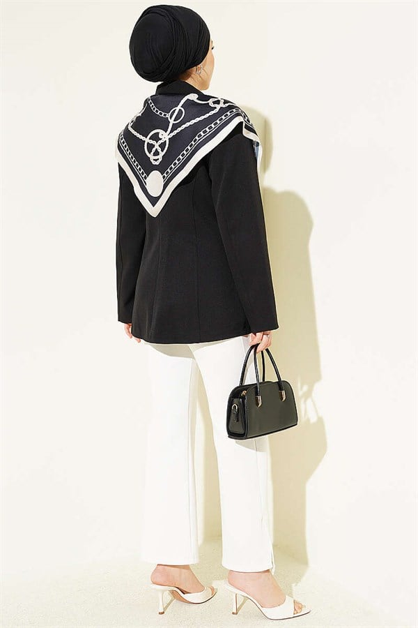 Double-Button Basic Blazer Jacket, Black
