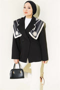 Double-Button Basic Blazer Jacket, Black