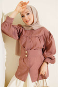 Double-Buttoned Belted Shirt, Rose Pink