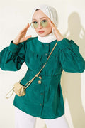 Double-Button Belted Shirt Emerald