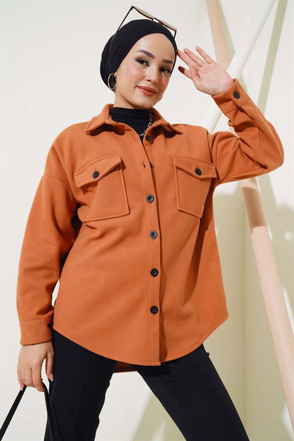 Double Chest Pocket Buttoned Jacket Tile