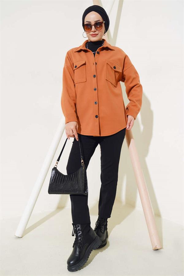 Double Chest Pocket Buttoned Jacket Tile