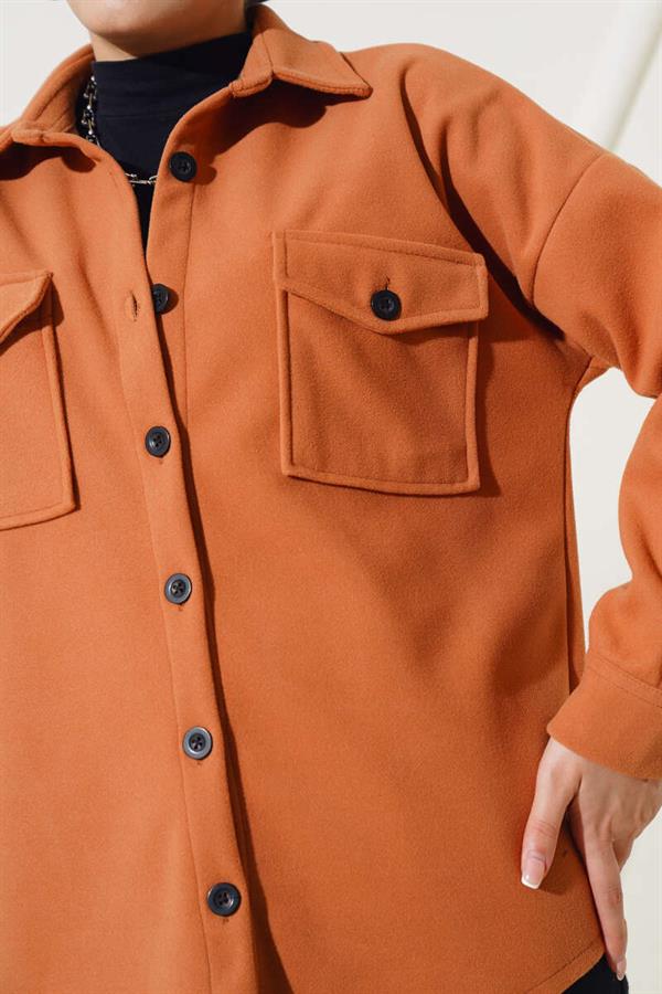 Double Chest Pocket Buttoned Jacket Tile