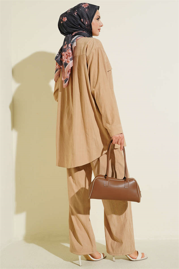 Modal 2 Piece Set with Double Breast Pockets (Latte)