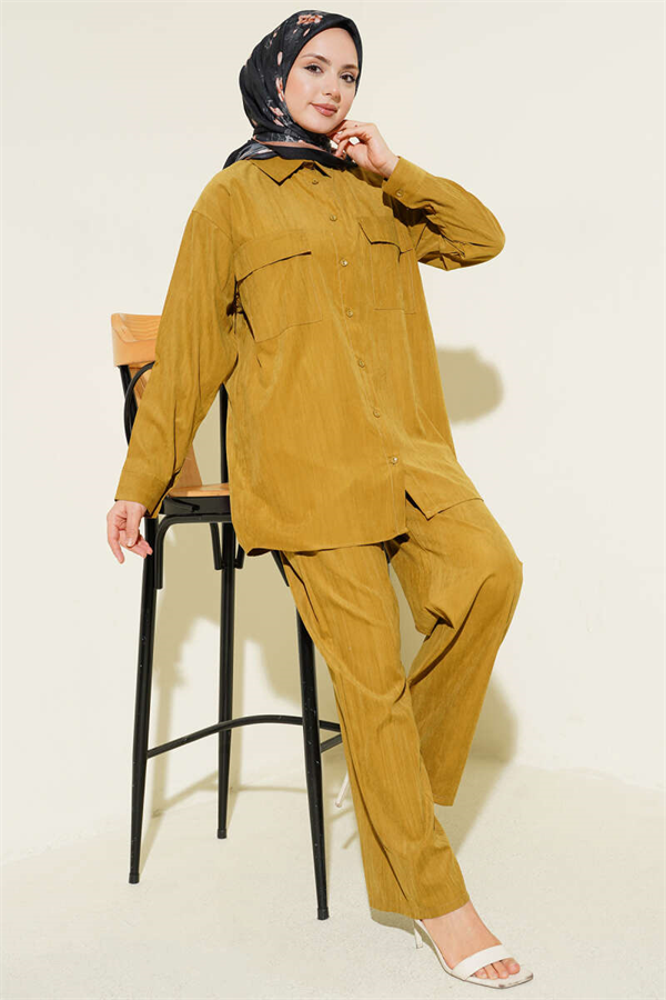 Modal 2 Piece Set with Double Breast Pockets, Olive Green