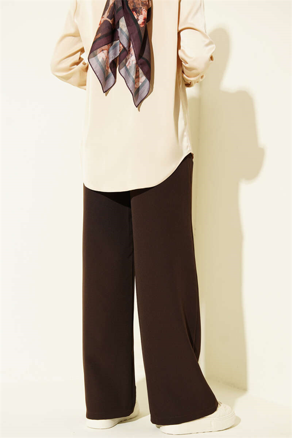Double Thin Belt Wide Leg Trousers Coffee