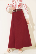 Double Belt Detail Skirt Burgundy