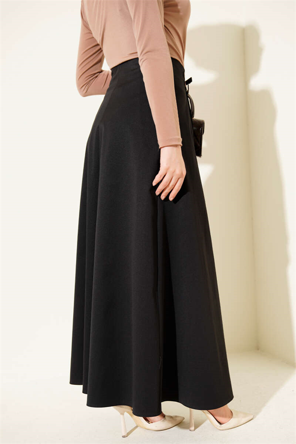 Double Belt Detail Skirt Black