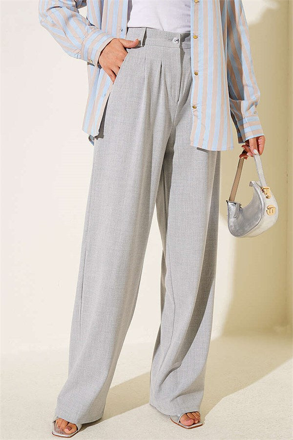 Double-Darled Fabric Trousers Grey