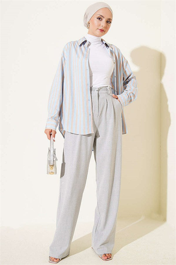 Double-Darled Fabric Trousers Grey