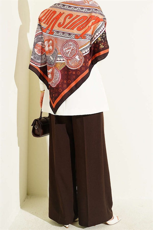 Double Pleated Buttoned Fabric Trousers, Brown