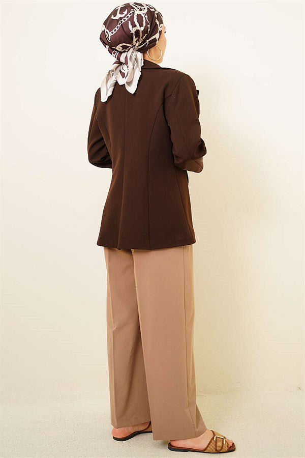 Double Pleated Wide Leg Trousers, Mink