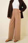 Double Pleated Wide Leg Trousers, Mink