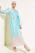 Two-Tone Pleated Satin Dress Mint