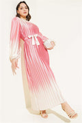 Two-Tone Pleated Satin Dress Powder