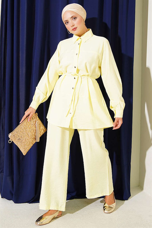 Double Yoke 2 Piece Set with Rope Belt, Yellow