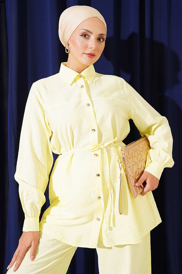 Double Yoke 2 Piece Set with Rope Belt, Yellow