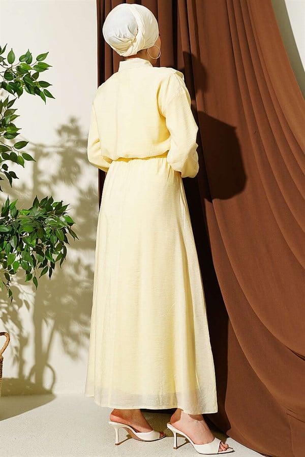 2 Piece Set with Double V-Shaped Ruffled Skirt, Yellow