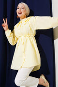 Double Collar Rope Belted Shirt Yellow
