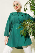 Double Collar Rope Belted Shirt Emerald