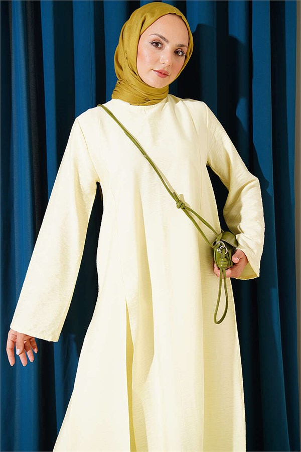 Two-Piece Set with Double Slit Long Tunic, Yellow